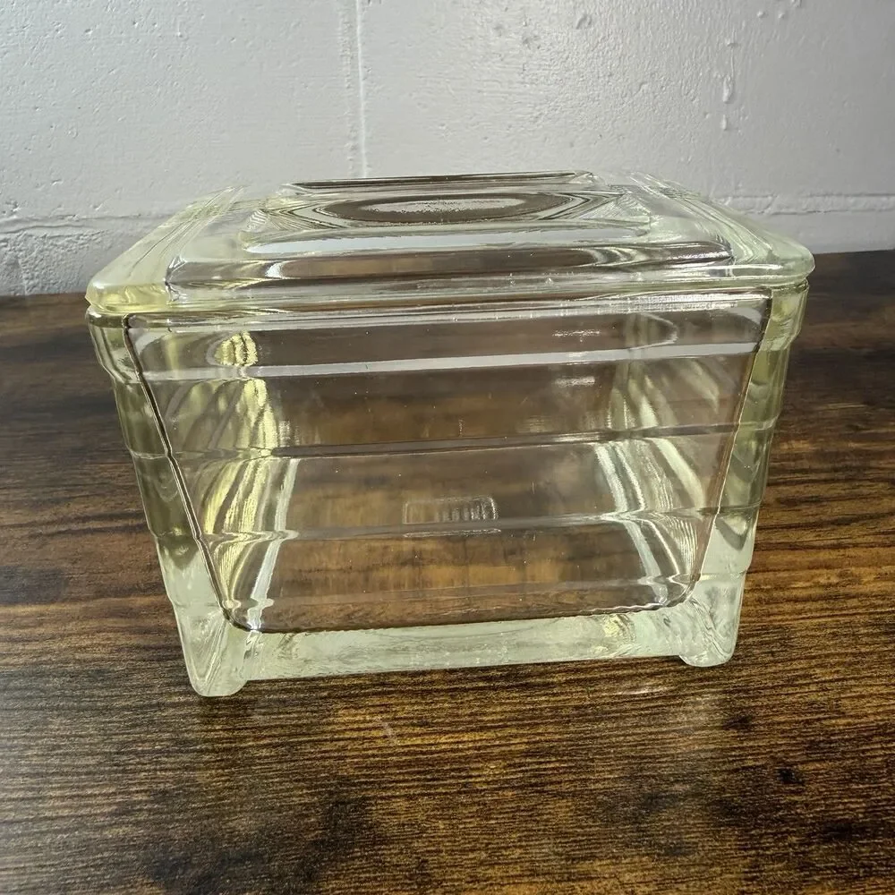 Vintage Glasbake Rectangle Dish With Lid Bakeware Ovenware Very Light Yellow